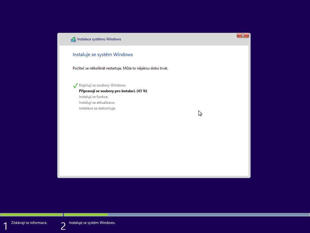 průběh instalace windows 8.1